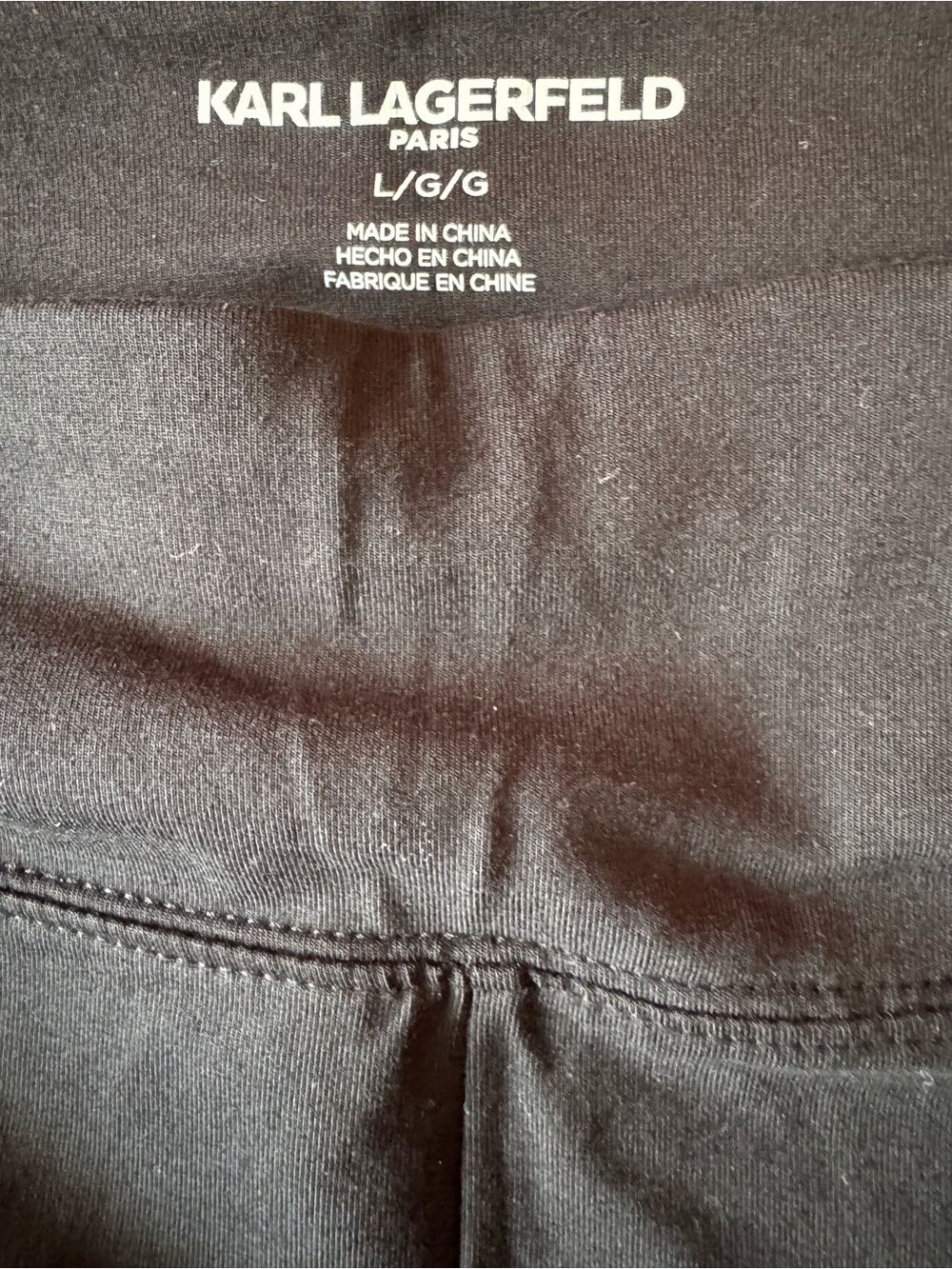 Karl Lagerfeld woman’s Black Side-Stripe Leggings. NWOT. Size L. Stretched - Picture 4 of 4